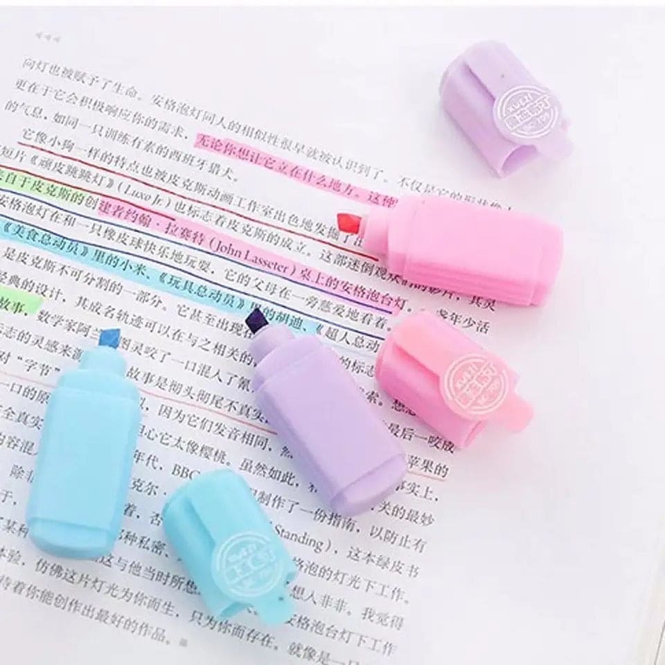 Set Of 6 Mini Candy Highlighter, Assorted Chisel Tip Marker Pen, Mini Size Marker Pen, Drawing Marker Pen For Kids Student, Fluorescent Coloring Pens for Student Office School Home Set Of 6 Mini Candy Highlighter, Assorted Chisel Tip Marker Pen, Mini Size Marker Pen, Drawing Marker Pen For Kids Student, Fluorescent Coloring Pens for Student Office School Home